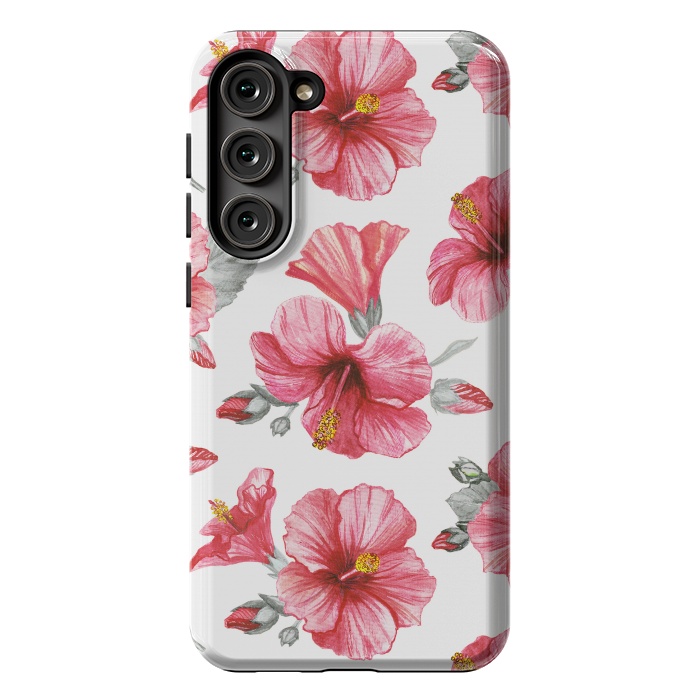 Galaxy S23 Plus StrongFit Watercolor hibiscus flowers by Oana 