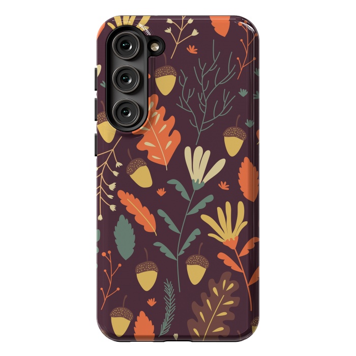 Galaxy S23 Plus StrongFit Autumn Pattern With Red and Orange Leaves by ArtsCase