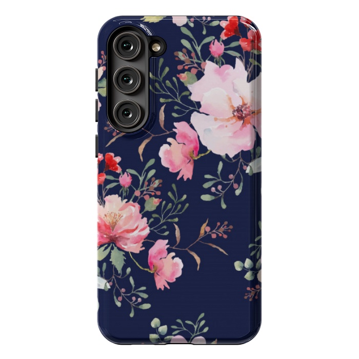 Galaxy S23 Plus StrongFit blue pink floral pattern 4 by MALLIKA