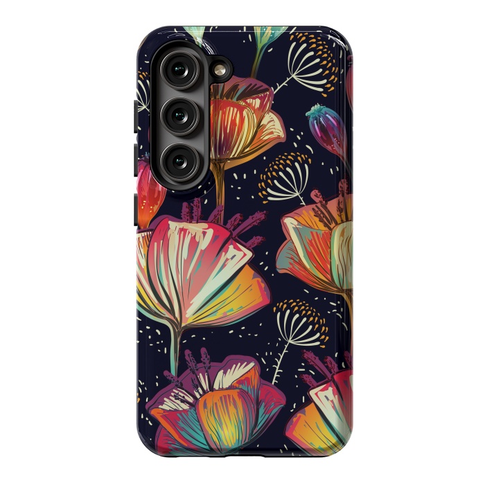 Galaxy S23 StrongFit Colorful Seamless Vector Pattern with Flowers and Plants by ArtsCase