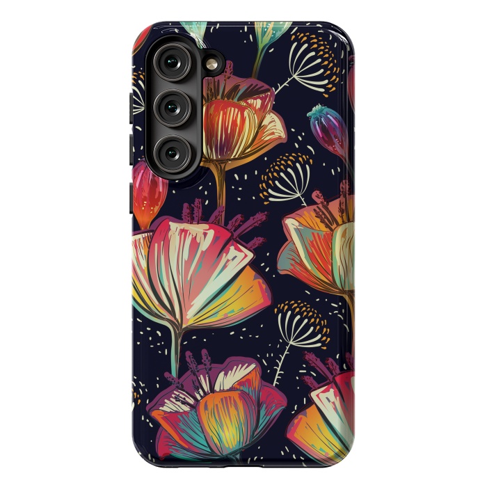 Galaxy S23 Plus StrongFit Colorful Seamless Vector Pattern with Flowers and Plants by ArtsCase