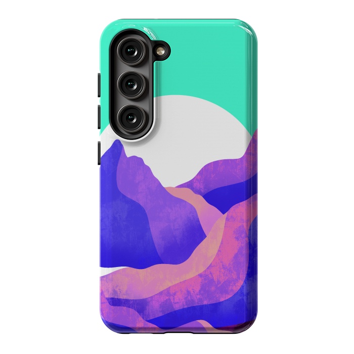 Galaxy S23 StrongFit Purple textured mountains by Steve Wade (Swade)