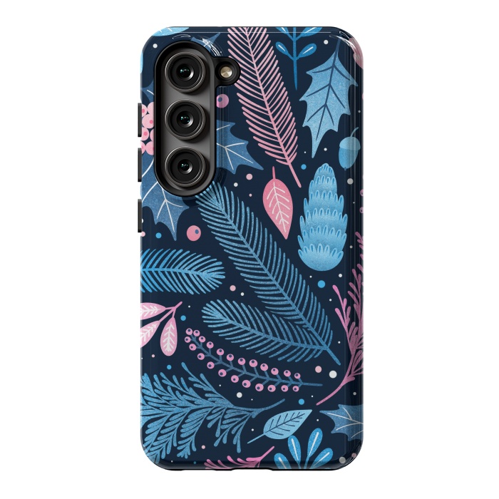 Galaxy S23 StrongFit Seamless Christmas Pattern with Winter Plants. by ArtsCase