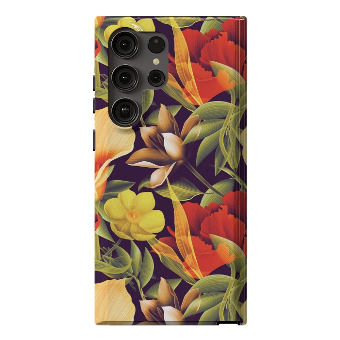 Galaxy S23 Ultra StrongFit Seamless Tropical Flower Plant and Leaf Pattern by ArtsCase