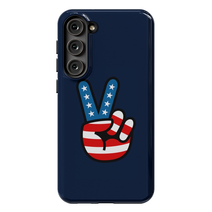 Galaxy S23 Plus StrongFit Peace Love Hand USA Flag Vintage Solid 3 by Vó Maria