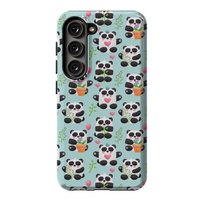 Galaxy S23 StrongFit Chubby Playful Pandas by Noonday Design