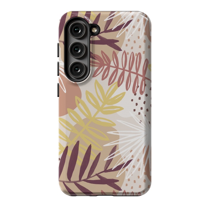 Galaxy S23 StrongFit Modern tropical leaves and spots - terracotta by Oana 