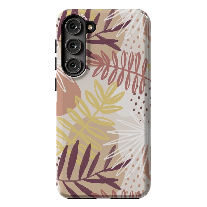 Galaxy S23 Plus StrongFit Modern tropical leaves and spots - terracotta by Oana 