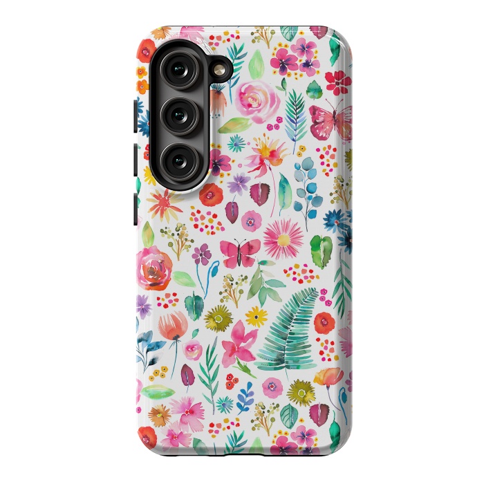 Galaxy S23 StrongFit Colorful Botanical Plants and Flowers by Ninola Design