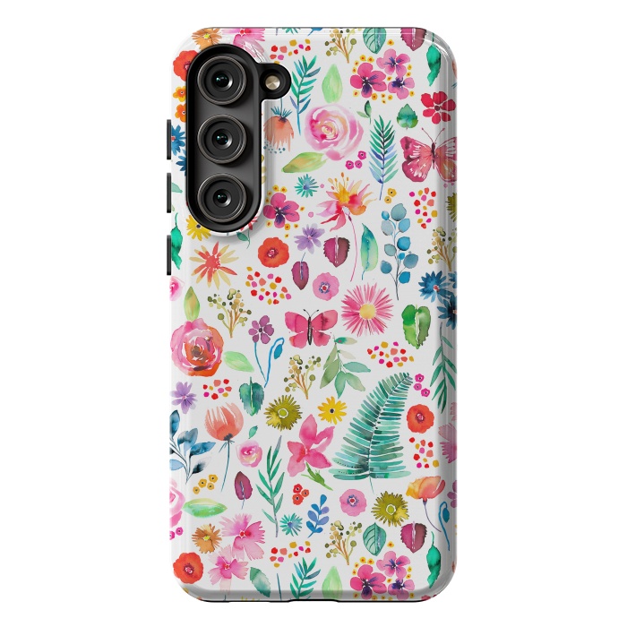 Galaxy S23 Plus StrongFit Colorful Botanical Plants and Flowers by Ninola Design