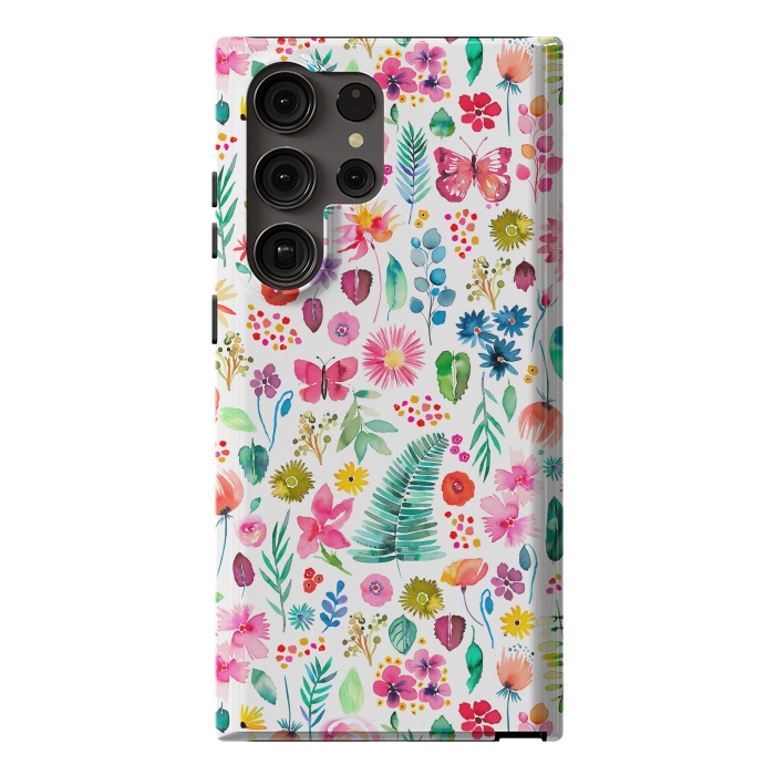 Galaxy S23 Ultra StrongFit Colorful Botanical Plants and Flowers by Ninola Design