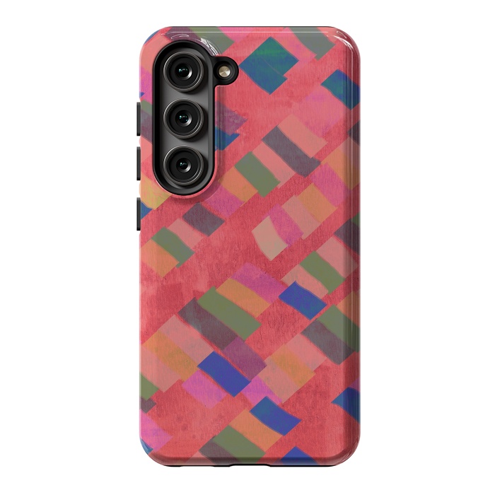 Galaxy S23 StrongFit Abstract art pink design by Josie