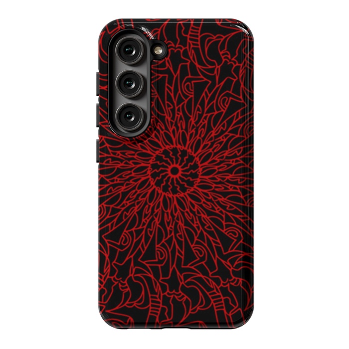 Galaxy S23 StrongFit Red Mandala intricate pattern by Josie