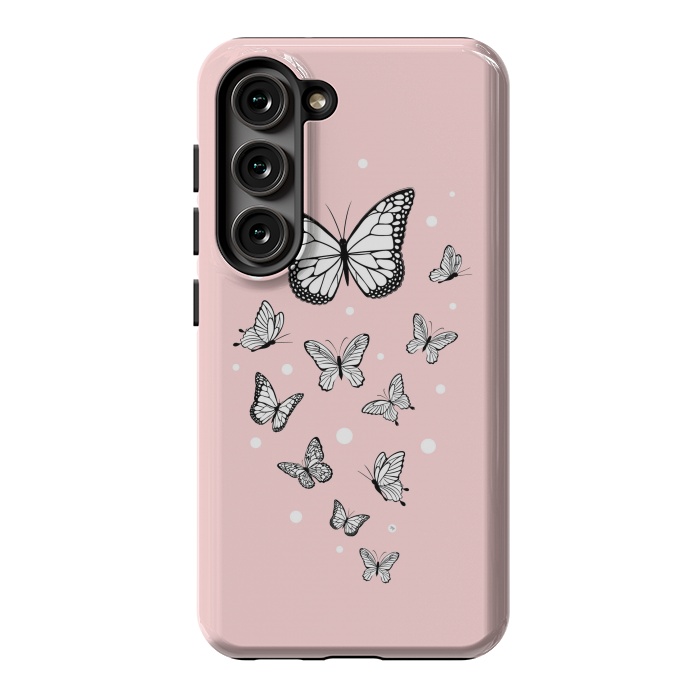 Galaxy S23 StrongFit Pink Butterflies by Martina