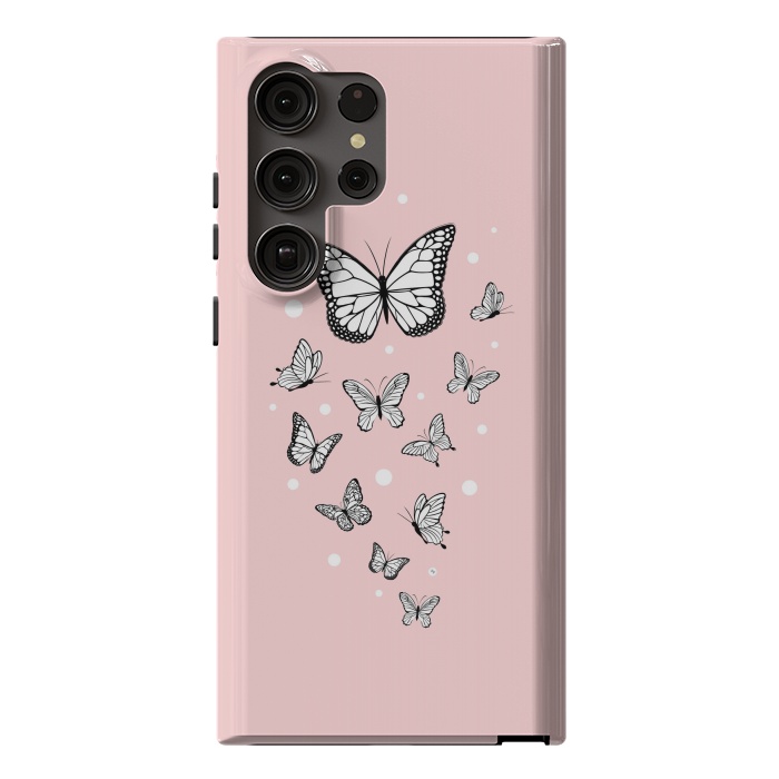 Galaxy S23 Ultra StrongFit Pink Butterflies by Martina