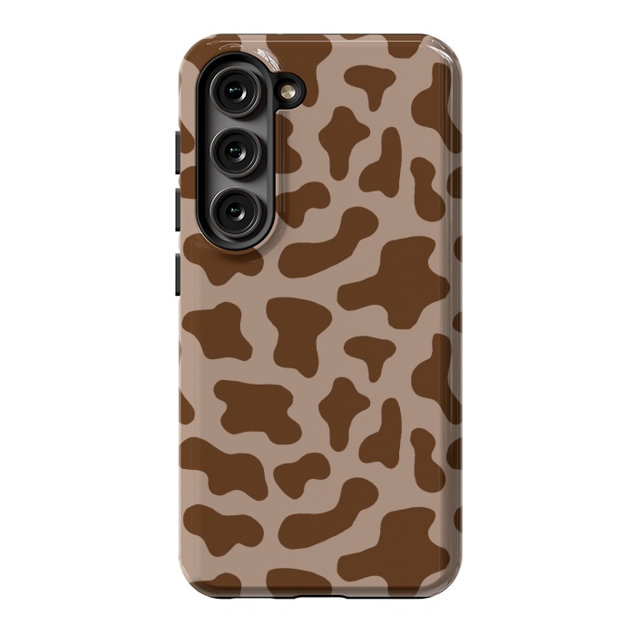Galaxy S23 StrongFit Chocolate Milk Brown Cow Print by Julie Erin Designs
