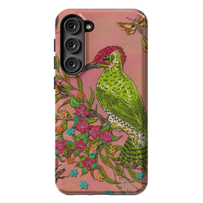 Galaxy S23 Plus StrongFit Floral Woodpecker by Lotti Brown