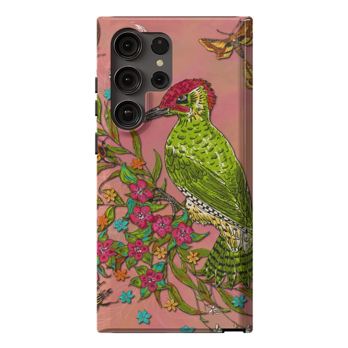 Galaxy S23 Ultra StrongFit Floral Woodpecker by Lotti Brown