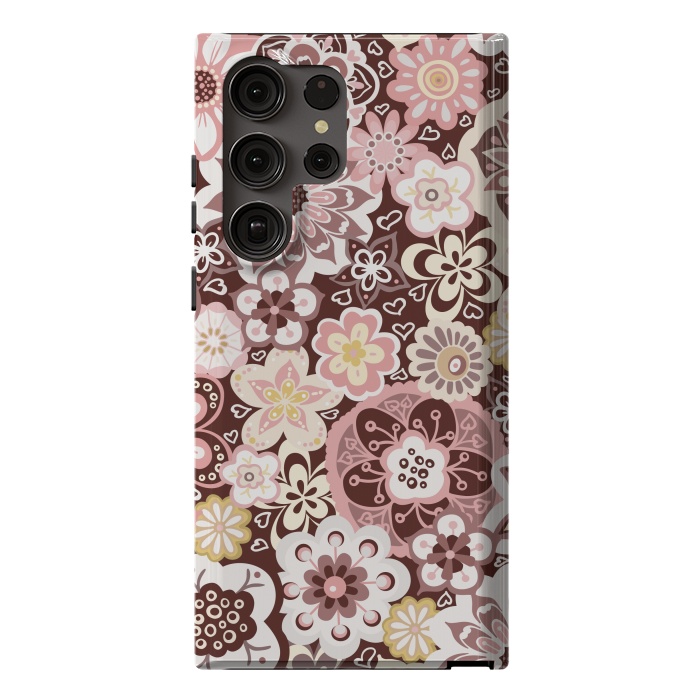 Galaxy S23 Ultra StrongFit Bouquet of Blooms-Brown and Yellow by Paula Ohreen