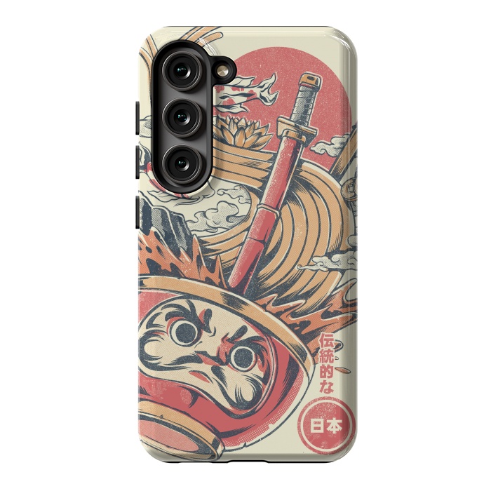 Galaxy S23 StrongFit Daruma Ramen - White by Ilustrata