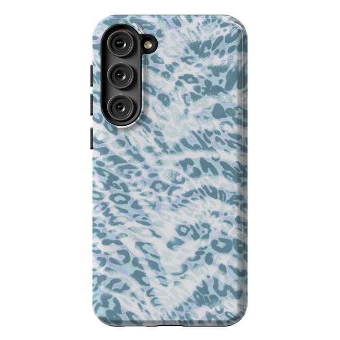 Galaxy S23 Plus StrongFit Baby blue brushed leopard print and tiger stripes by Oana 