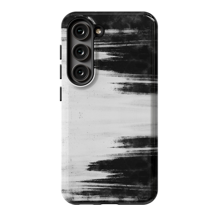 Galaxy S23 StrongFit Black and white brushed marble by Oana 