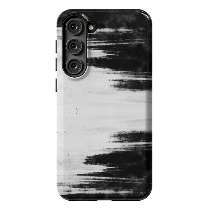 Galaxy S23 Plus StrongFit Black and white brushed marble by Oana 