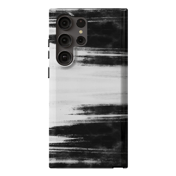 Galaxy S23 Ultra StrongFit Black and white brushed marble by Oana 