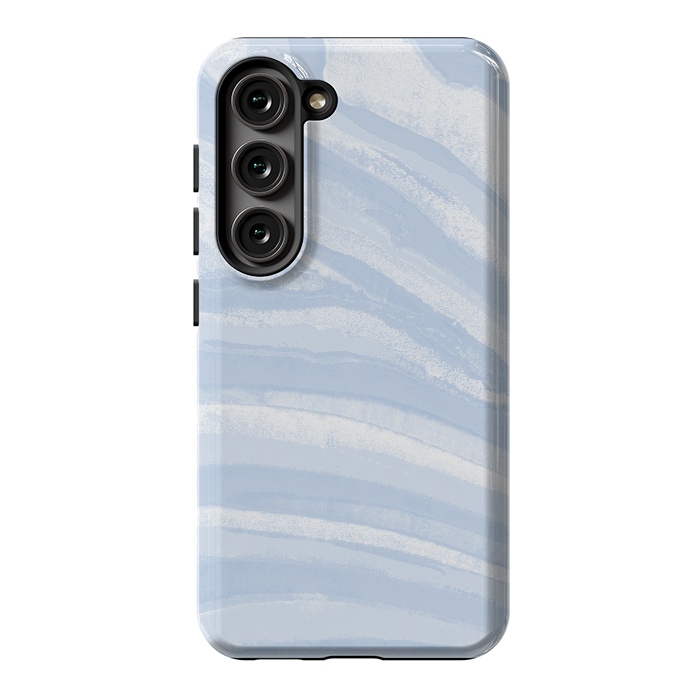 Galaxy S23 StrongFit Baby blue pastel marble stripes by Oana 