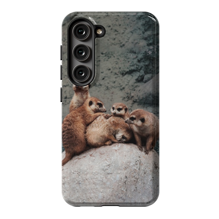Galaxy S23 StrongFit Meerkat family by Laura Nagel