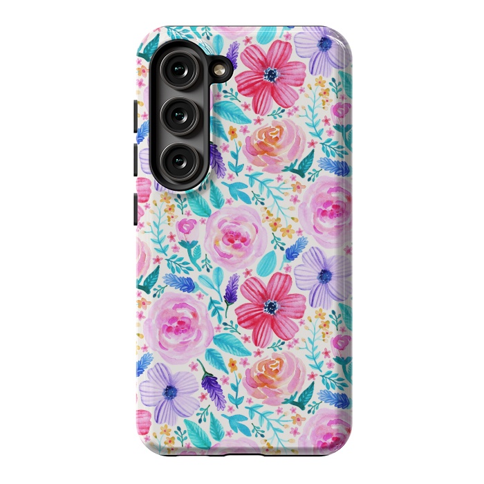 Galaxy S23 StrongFit Bold Blooms - Cool Colours by Tangerine-Tane