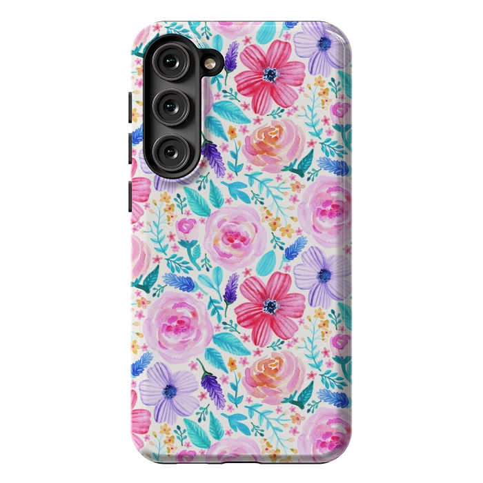 Galaxy S23 Plus StrongFit Bold Blooms - Cool Colours by Tangerine-Tane