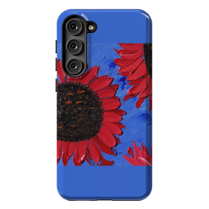 Galaxy S23 Plus StrongFit Red sunflowers art by ArtKingdom7