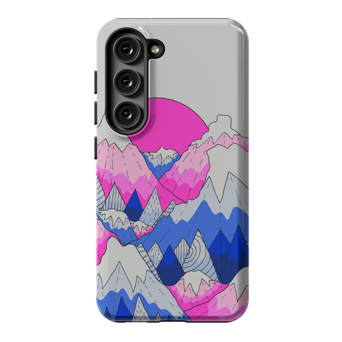 Galaxy S23 StrongFit The hot pink and blue peaks by Steve Wade (Swade)
