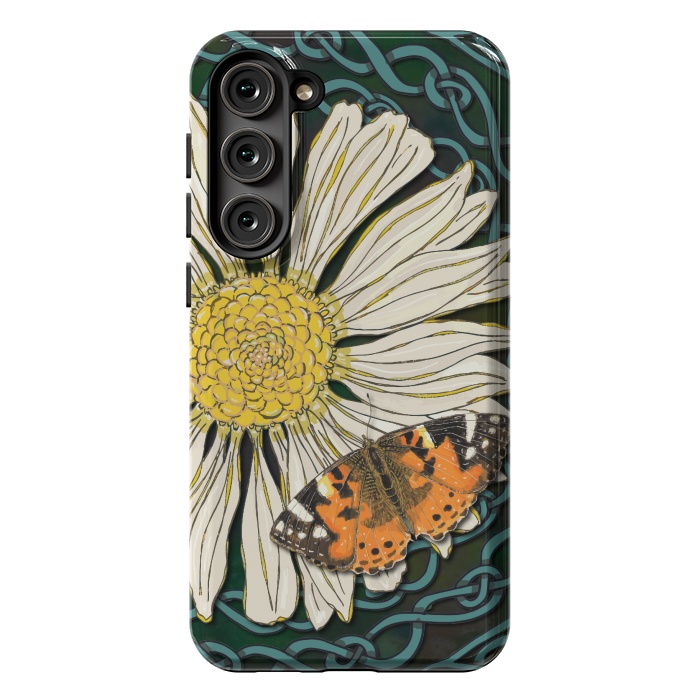 Galaxy S23 Plus StrongFit Daisy and Butterfly by Lotti Brown