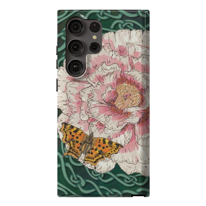 Galaxy S23 Ultra StrongFit Peony and Butterfly by Lotti Brown