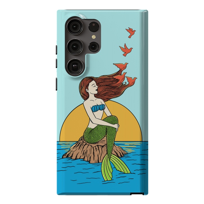 Galaxy S23 Ultra StrongFit Mermaid and birds by Coffee Man