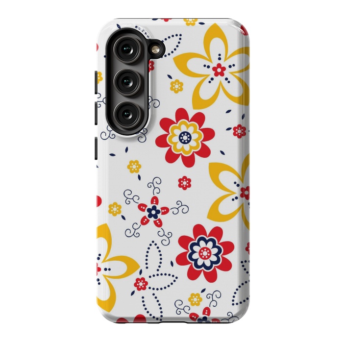 Galaxy S23 StrongFit Daisies pattern with circle elements by ArtsCase