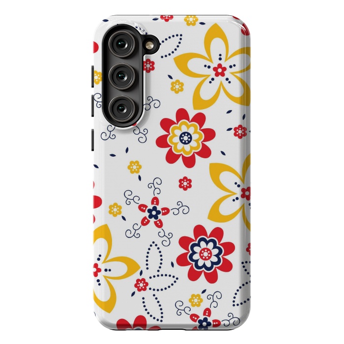 Galaxy S23 Plus StrongFit Daisies pattern with circle elements by ArtsCase