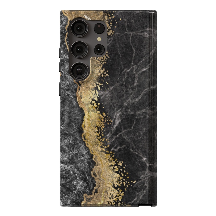 Galaxy S23 Ultra StrongFit Abstract background creative marble texture and gold leaf by ArtsCase