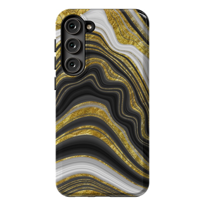 Galaxy S23 Plus StrongFit elegant marble golden waves by haroulita