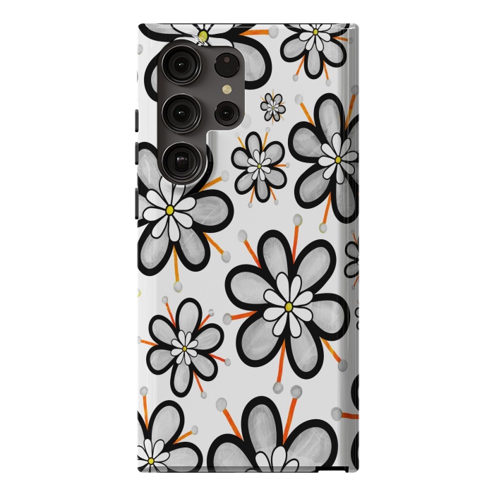 Galaxy S23 Ultra StrongFit gray flowers  by haroulita