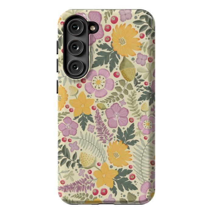 Galaxy S23 Plus StrongFit Olive's Garden in Yellow and Pink by Paula Ohreen