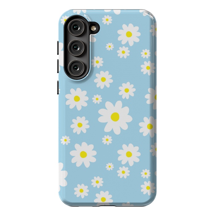 Galaxy S23 Plus StrongFit Blue Daisy Flower Pattern by Julie Erin Designs