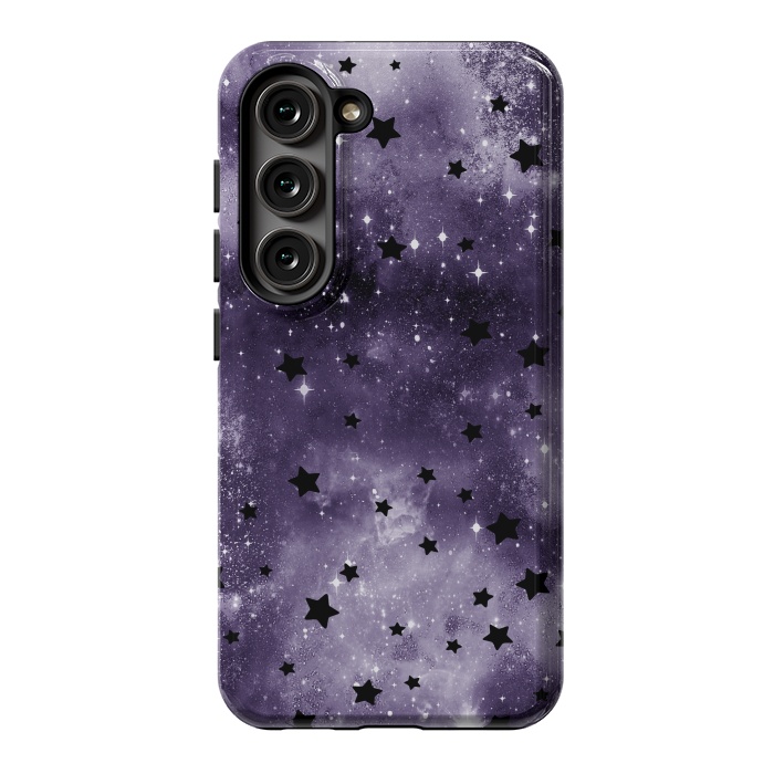 Galaxy S23 StrongFit Dark purple starry galaxy - celestial pattern by Oana 