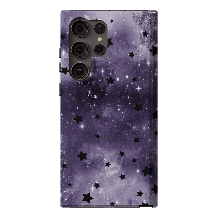 Galaxy S23 Ultra StrongFit Dark purple starry galaxy - celestial pattern by Oana 