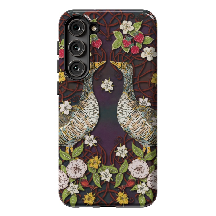 Galaxy S23 Plus StrongFit Summer Strawberry Geese by Lotti Brown