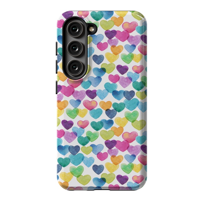 Galaxy S23 StrongFit Scattered Love Hearts by gingerlique