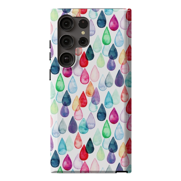 Galaxy S23 Ultra StrongFit Watercolour Rainbow Drops by Tangerine-Tane