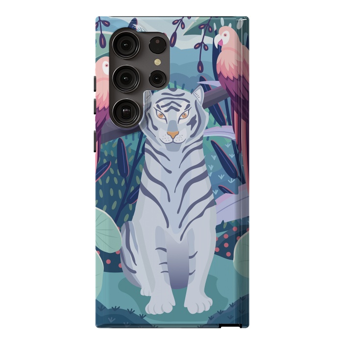 Galaxy S23 Ultra StrongFit Blue tiger and parrots by Jelena Obradovic
